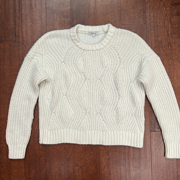 Madewell Everett Rib-Play Pullover Sweater in Antique Cream, Wool Alpaca, Size S - Picture 5 of 15